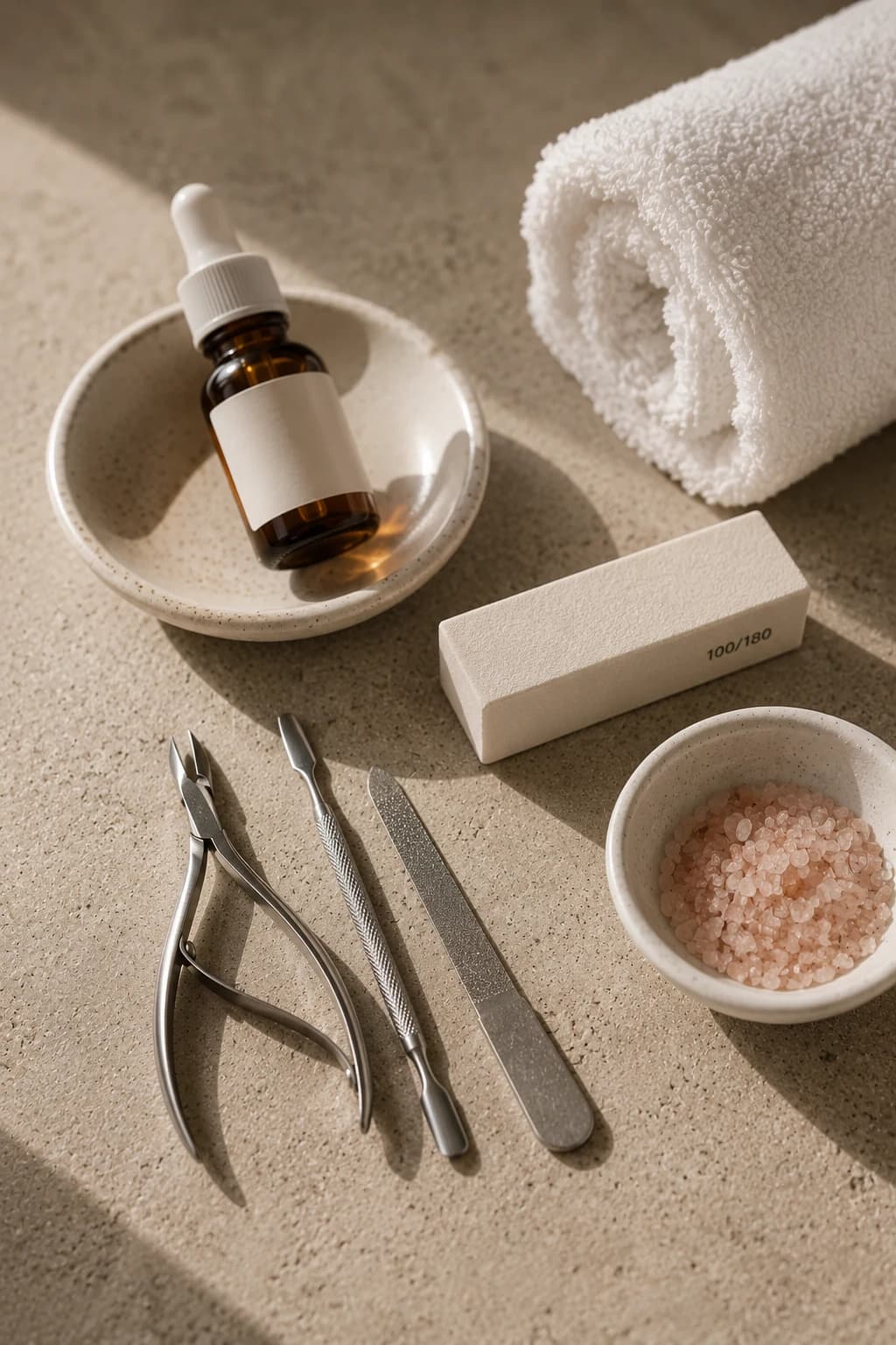 Productos orgánicos de skincare sobre una bandeja de madera con eucalipto